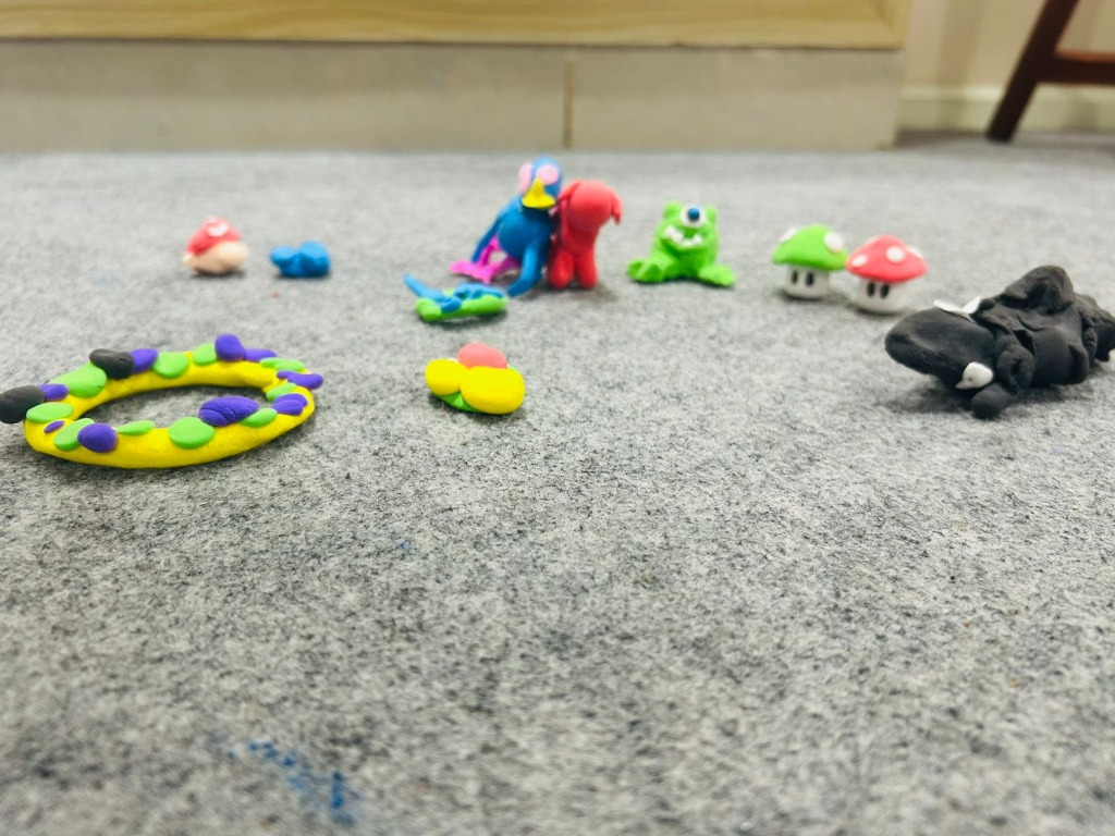 Creative clay sculpts by students